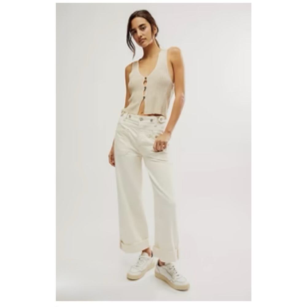 NWT Free People Palmer Cuffed Jeans, Size 32 Waist/Size 14